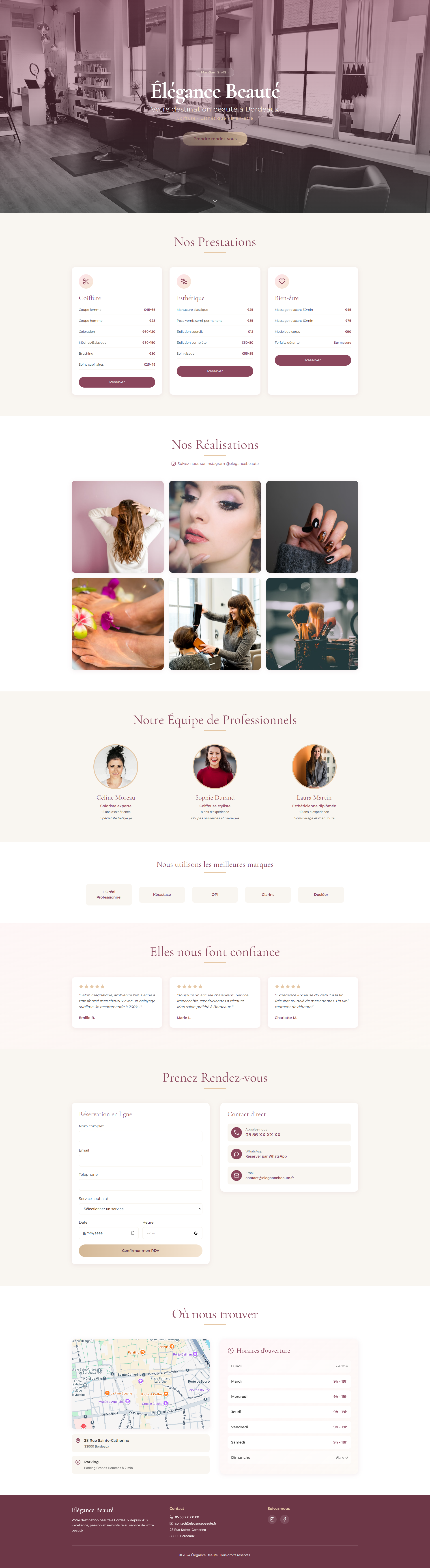 Exemple site web salon de beaute - Elegance Beaute